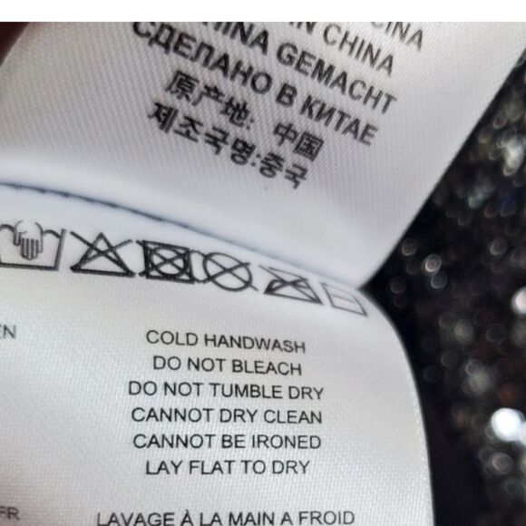 IRO  Paris LouLou Sequin Long Sleeve V-neck Mini Dress in Black & Silver Size 40 - Picture 5 of 14